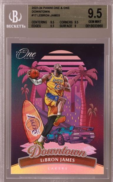 A Gem-Mint 2023-24 Panini One and One Downtown #17 LeBron James