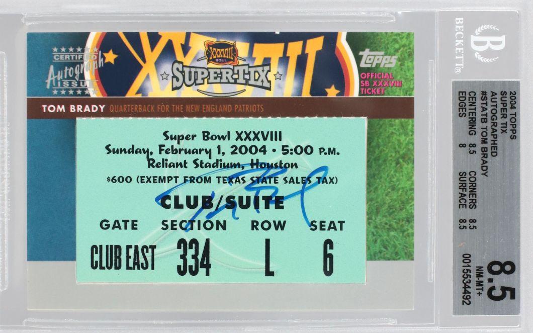 Topps Super Bowl XXXVIII Tom Brady Signed Ticket Stub Sells at Auction
